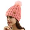 PAGE ONE Womens Winter Thick Cable Knit Beanie Faux Fur Pom Hat Fleece Lined Skull Cap Light Pink view 2