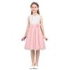 Agoky Kids Big Girls Sleeveless Chiffon Pleated Wedding Bridesmaid Pageant Party Summer Flower Girl Dress White&Pink 6 view 2