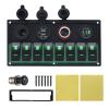 Geloo 8 Gang Marine Rocker Switch Panel, Boat Switch Panel Waterproof, 12V Switch Panel Toggle Switches Panel with LED Circuit Breaker 3.1A USB Charger Voltmeter ON/Off for Car Rvs Vehicles (Green view 1