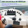 Geloo 8 Gang Marine Rocker Switch Panel, Boat Switch Panel Waterproof, 12V Switch Panel Toggle Switches Panel with LED Circuit Breaker 3.1A USB Charger Voltmeter ON/Off for Car Rvs Vehicles (Green view 2