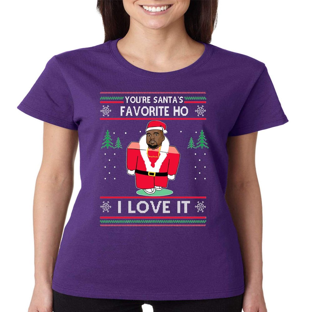 ALLNTRENDS Women's T Shirt You're Santa's Favorite I Love It Ugly (3XL, Purple)