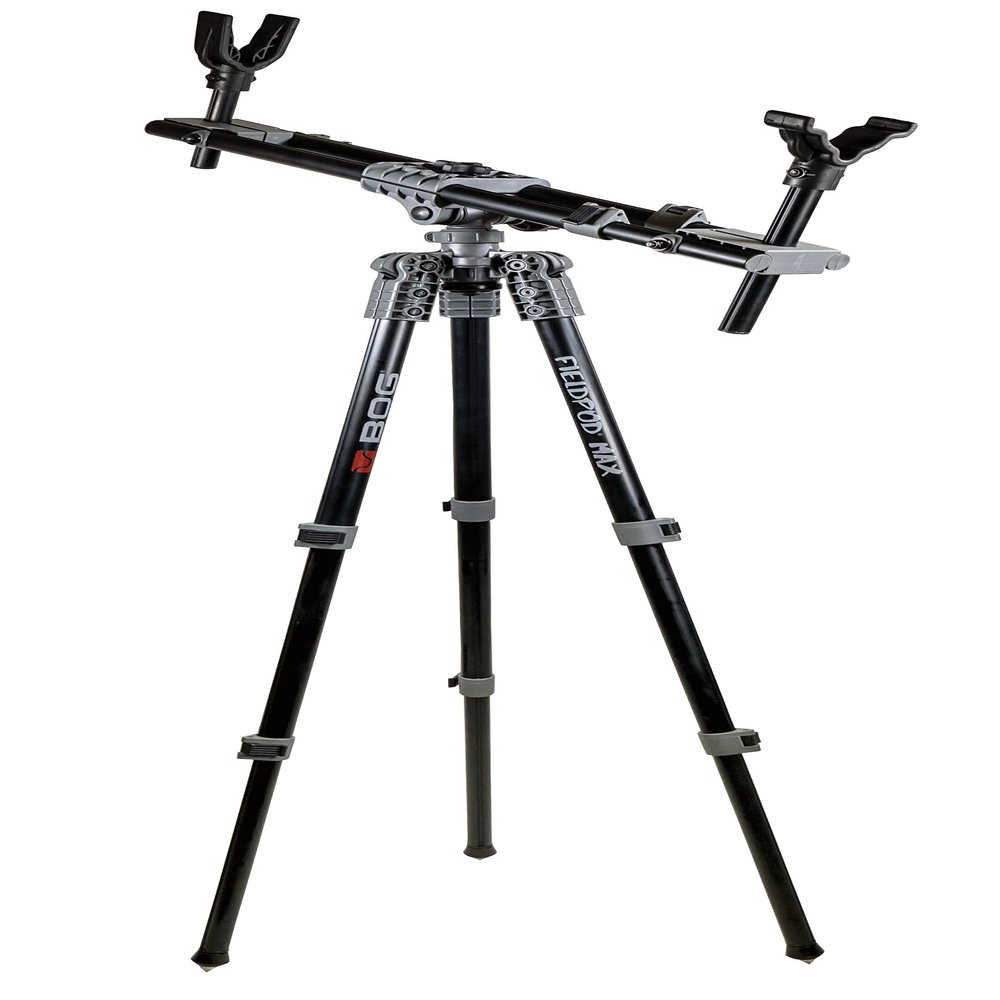 BOG FieldPod Max Hunting Rest with Maximum Shooting Stability, Bubble Level, Tension Knobs, Non-Marring Hands-Free Gun Rest, Adjustable Legs, and Screw Out Spikes for Hunting, Shooting, and Outdoors