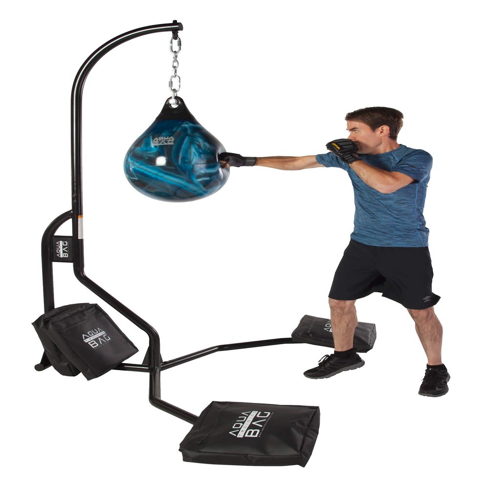 Aqua Training Punching Bag Stand, 200 lb. Capacity Holds Any Traditional Style Heavy Bag up to 200 pounds Extra-Wide Stance for Swinging During Training 4 sandbags Included 2020136455
