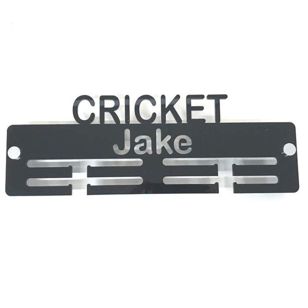 Super Cool Creation Personalised"Cricket" Medal Hanger - Bright Green