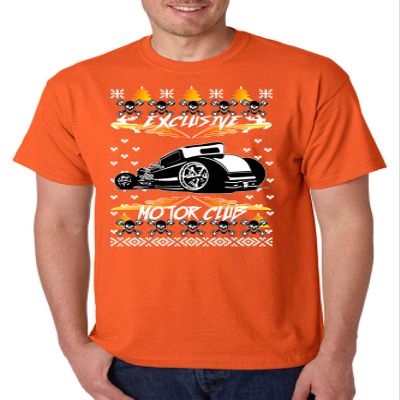 ALLNTRENDS Men's T Shirt Hot Rod Motor Ugly Christmas Shirt 2020 Winter Party (S, Orange)