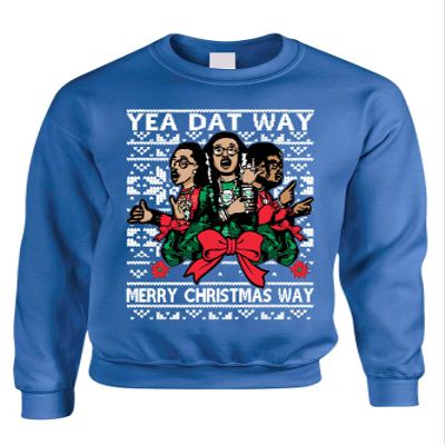 ALLNTRENDS Adult Sweatshirt Yea Dat Way Merry Christmas Ugly Party Trendy Gift (L, Royal Blue)