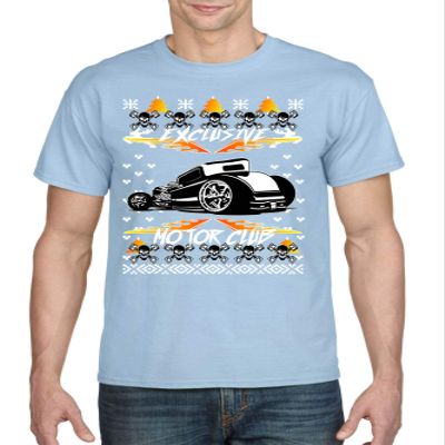 ALLNTRENDS Men's T Shirt Hot Rod Motor Ugly Christmas Shirt 2020 Winter Party (S, Light Blue)