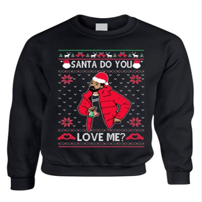 ALLNTRENDS Adult Sweatshirt Santa Do You Love Me Ugly Christmas Trendy Holiday (S, Black)