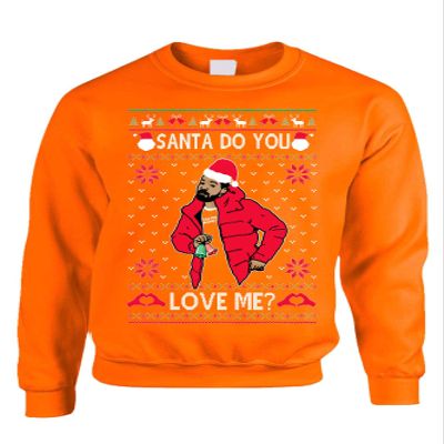 ALLNTRENDS Adult Sweatshirt Santa Do You Love Me Ugly Christmas Trendy Holiday (S, Orange)