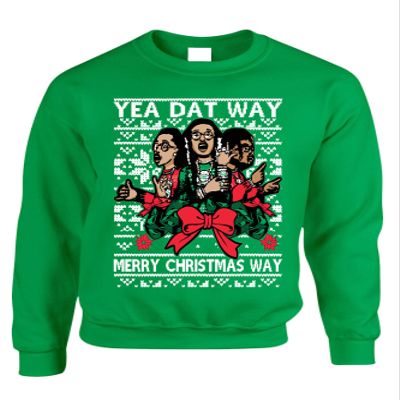 ALLNTRENDS Adult Sweatshirt Yea Dat Way Merry Christmas Ugly Party Trendy Gift (M, Irish Green)