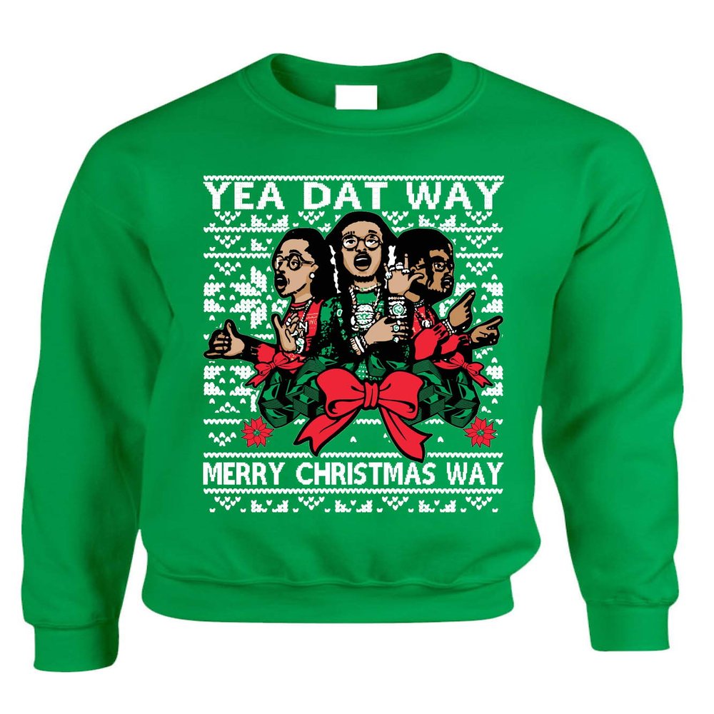 ALLNTRENDS Adult Sweatshirt Yea Dat Way Merry Christmas Ugly Party Trendy Gift (M, Irish Green)