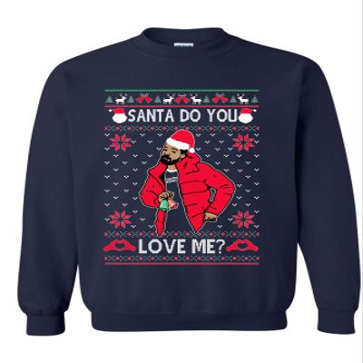 ALLNTRENDS Adult Sweatshirt Santa Do You Love Me Ugly Christmas Trendy Holiday (2XL, Navy Blue)