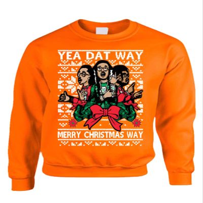 ALLNTRENDS Adult Sweatshirt Yea Dat Way Merry Christmas Ugly Party Trendy Gift (L, Orange)