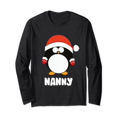 Nanny Penguin Christmas Santa T Shirt Family Matching Tee