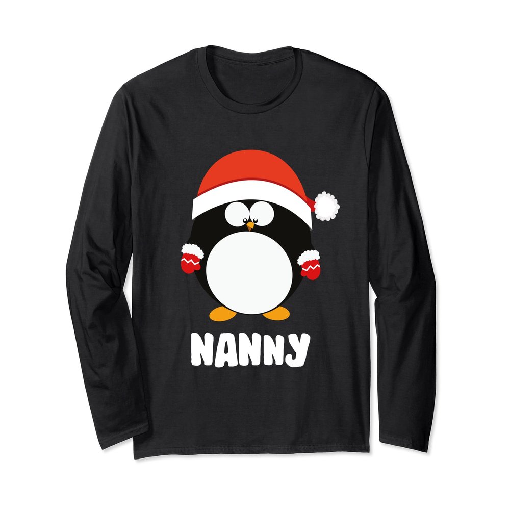 Nanny Penguin Christmas Santa T Shirt Family Matching Tee