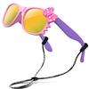 RIVBOS kids Sunglasses Girls with Strap Polarized UV Protection Flexible Shades for Baby and Children Age 2-10 RBK002-1 Pink Mirror Lens view 1