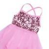 Freebily Kids Girls Sequined Camisole Athletic Ballet Dance Leotard Skirted Dress for Gymnastics Dancing Costume Pink_2 4-5 view 4