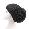 Fxhixiy Women Elastic Glitter Big Flower Turban Beanie Head wrap Hair Loss Chemo Cap Hat (Black) view 2