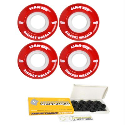 Bigfoot Skateboard Wheels 53mm 83A Soft Cruiser Filmer Red + Ceramic Bearings