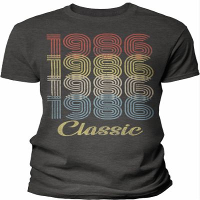 40th Birthday Gift Shirt for Men - Classic 1986 Retro Birthday - 003 - F/Dk. Heather-2X
