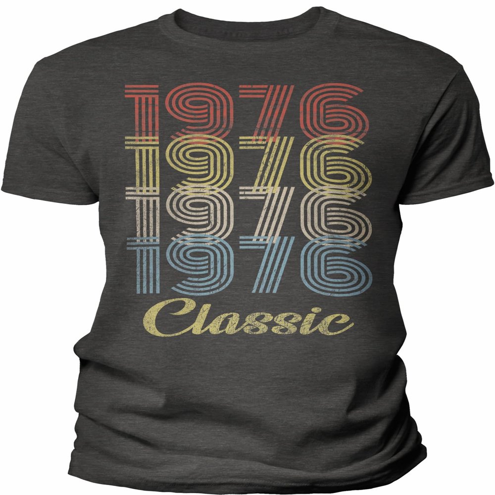 50th Birthday Gift Shirt for Men - Classic 1976 Retro Birthday - 003 - F/Dk. Heather-4X