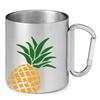 Life's Easy 10oz Stainless Steel Double Wall Insulated Travel Mug w/Carabiner Handle for Coffee, Tea, Cold Drinks, Camping & More (Silver Pineapple) view 1