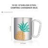 Life's Easy 10oz Stainless Steel Double Wall Insulated Travel Mug w/Carabiner Handle for Coffee, Tea, Cold Drinks, Camping & More (Silver Pineapple) view 2