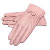 Ealafee Pink Warm Leather Gloves for Cold Weather Driving Mitten Winter Leather Gloves view 1