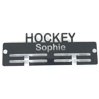 Super Cool Creation Personalised"Hockey" Medal Hanger - Graphite Grey