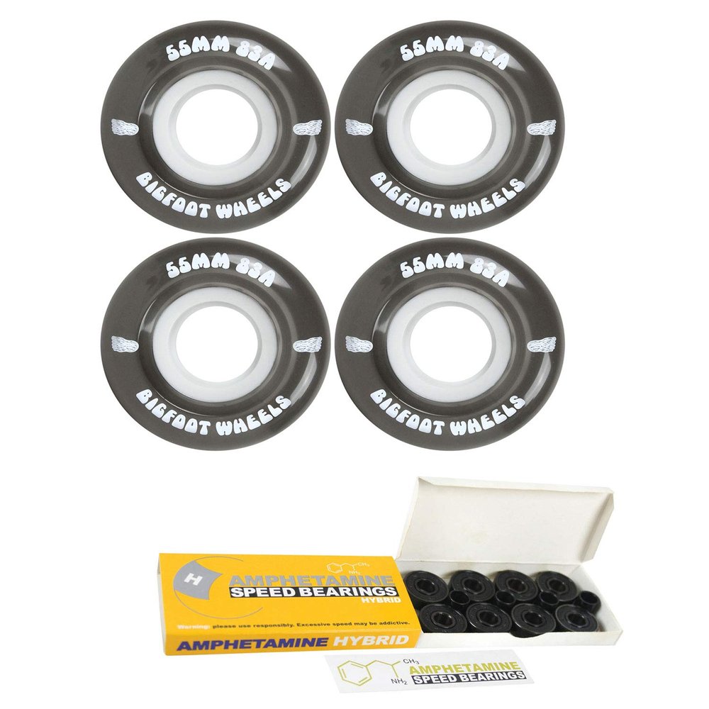 Bigfoot Skateboard Wheels 55mm 83A Soft Cruiser Filmer Black + Ceramic Bearings