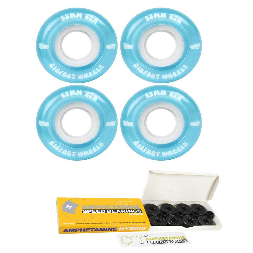 Bigfoot Skateboard Wheels 53mm 83A Soft Cruiser Filmer Blue + Ceramic Bearings