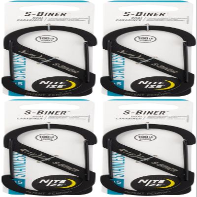 Nite Ize S-Biner Stainless Steel Dual Carabiner #5 - Black (4-Pack)