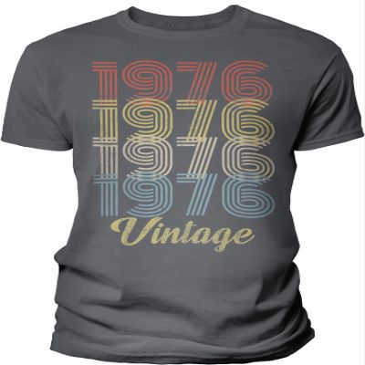 50th Birthday Gift Shirt for Men - Vintage 1976 Retro Birthday - 004 - F/Charcoal-4X