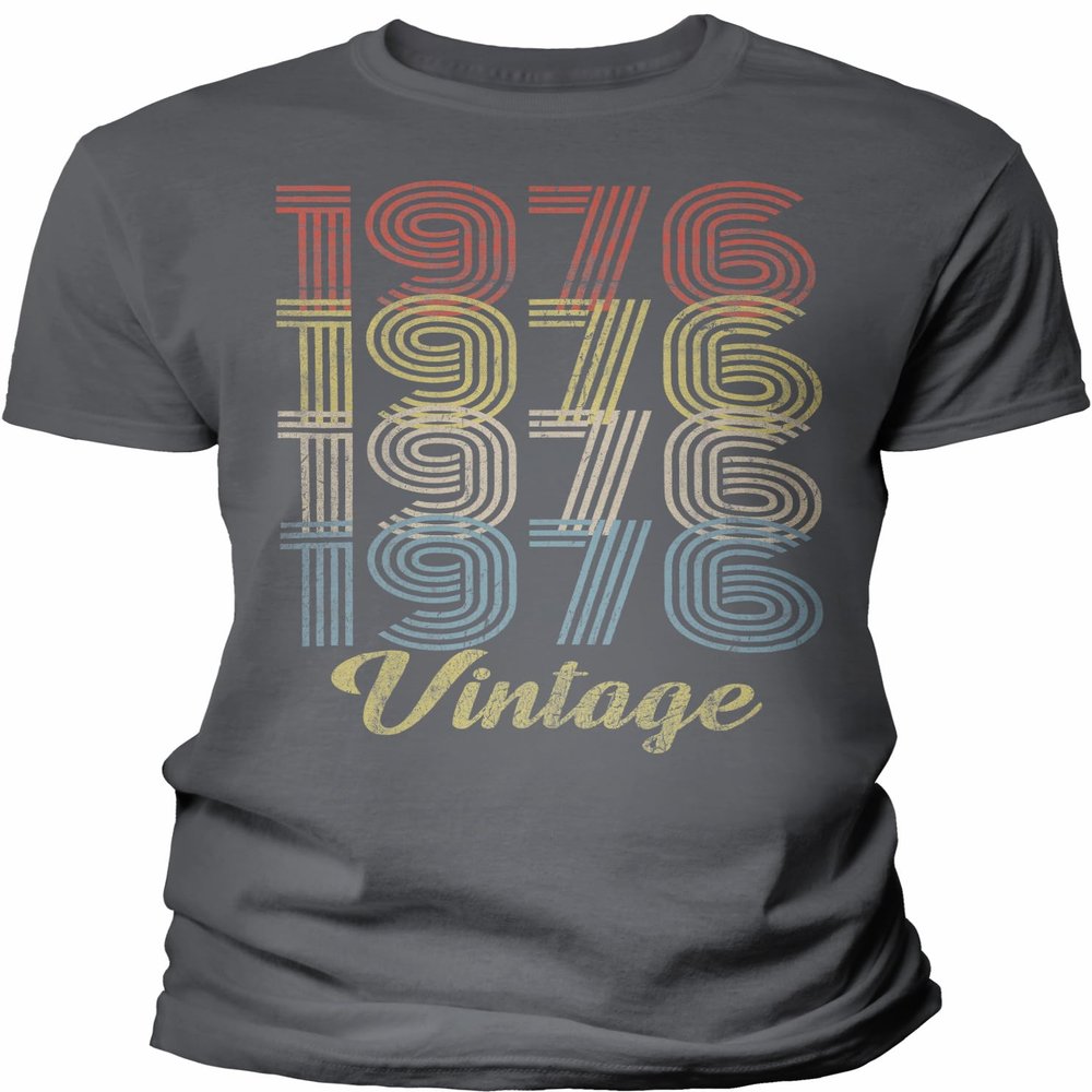 50th Birthday Gift Shirt for Men - Vintage 1976 Retro Birthday - 004 - F/Charcoal-4X