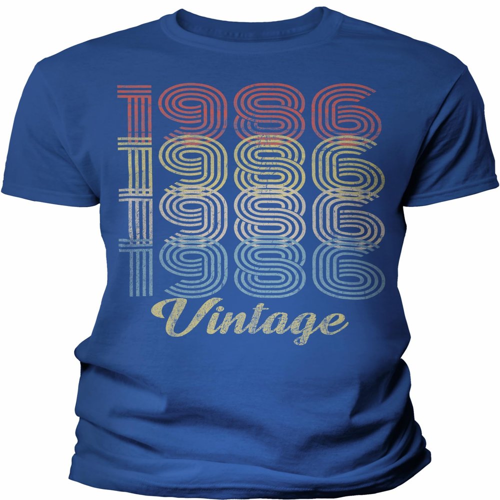 40th Birthday Gift Shirt for Men - Vintage 1986 Retro Birthday - 004 - F/Royal-4X