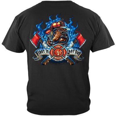 Firefighter T Shirt Thin red line | Firefighter Fire Dog First in Last o Shirt ADD129-FF2063-4XL
