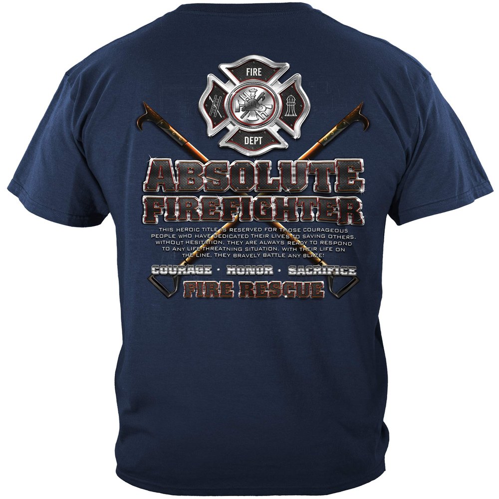 Erazor Bits Firefighter t Shirt | Absolute Firefighter Blue Print Shirt ADD156-FF2131-4XL