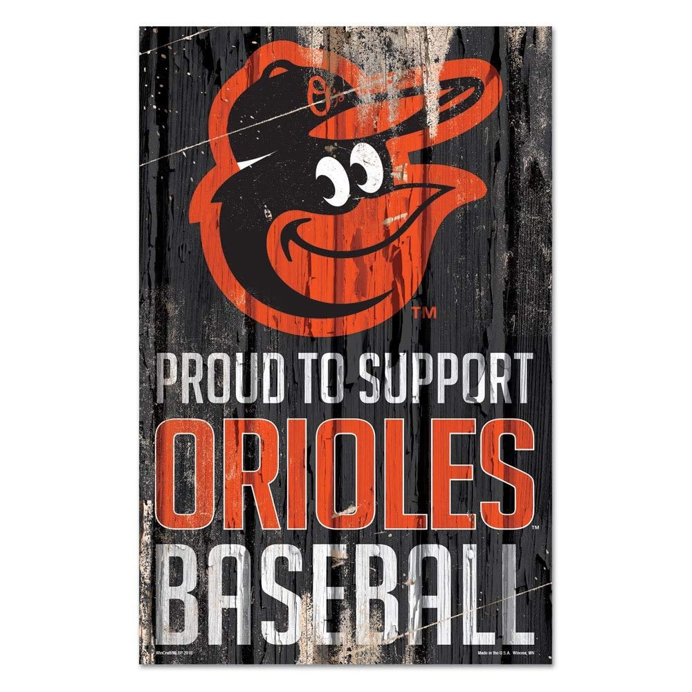 Wincraft MLB Baltimore Orioles SignWood Proud to Support Design, Team Color, 11x17