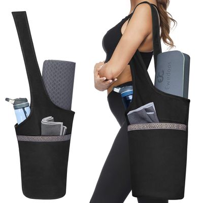 Ewedoos Canvas Yoga Mat Bag Fits Most Mats Yoga Bag with Large Storage Pockets to Hold More Accessories Ideal for Pilates Workout Gifts & Travel