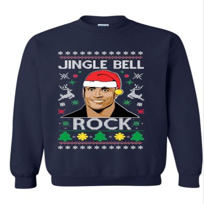 ALLNTRENDS Adult Sweatshirt Jingle Bell Rock Trendy Ugly Christmas Holiday Party (M, Navy Blue)