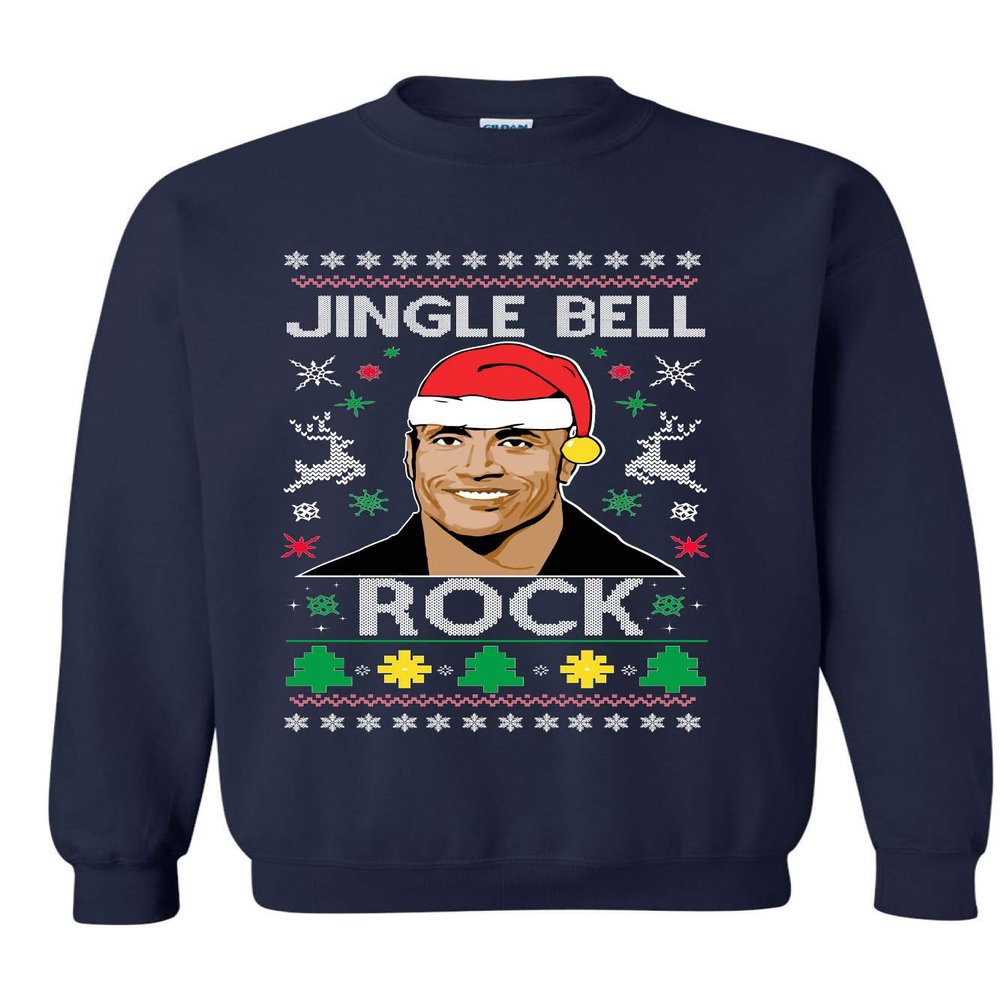 ALLNTRENDS Adult Sweatshirt Jingle Bell Rock Trendy Ugly Christmas Holiday Party (M, Navy Blue)