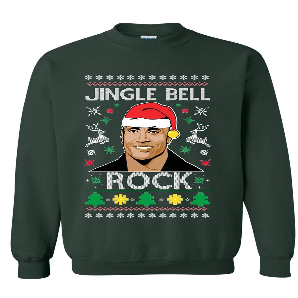 ALLNTRENDS Adult Sweatshirt Jingle Bell Rock Trendy Ugly Christmas Holiday Party (2XL, Forest Green)