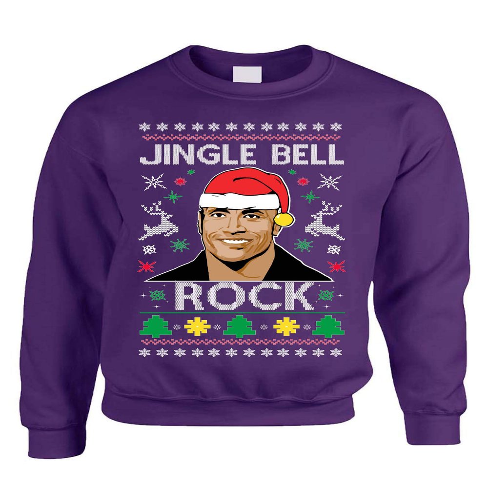 ALLNTRENDS Adult Sweatshirt Jingle Bell Rock Trendy Ugly Christmas Holiday Party (3XL, Purple)