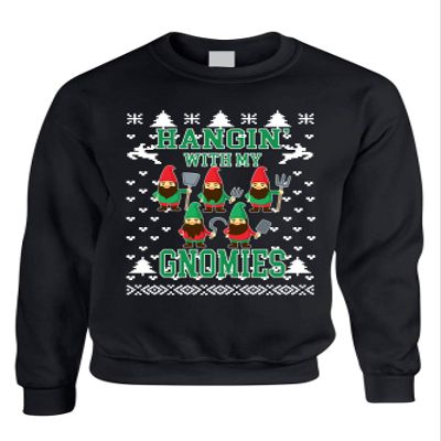 ALLNTRENDS Adult Sweatshirt Hangin with My Gnomies Ugly Christmas Holiday Party (S, Black)