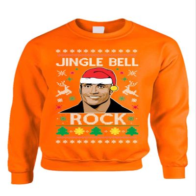 ALLNTRENDS Adult Sweatshirt Jingle Bell Rock Trendy Ugly Christmas Holiday Party (2XL, Orange)