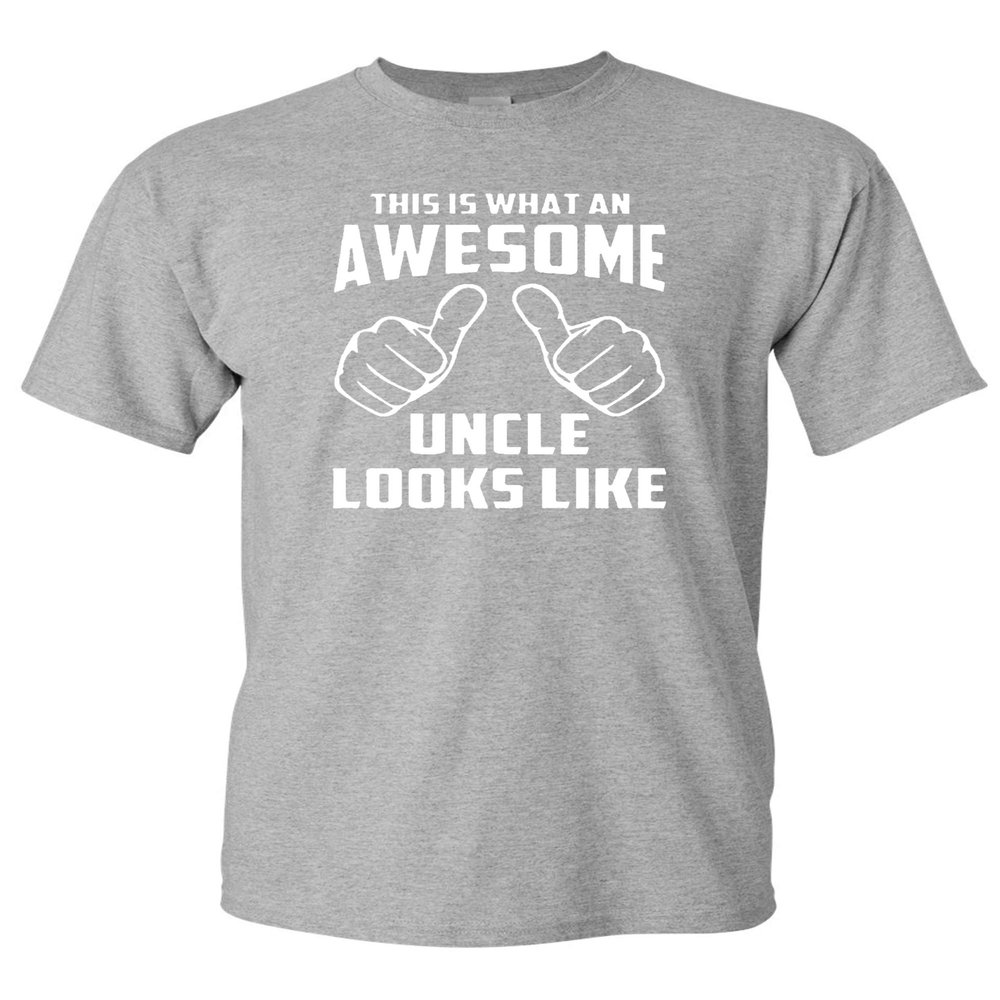 Awesome Uncle Looks Like Adult Funny Adult T-Shirt Tee (Medium, Sports Gray w/White)