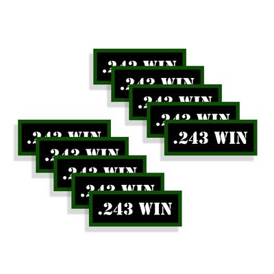 Speed Demon Hot Rod Shop Ammo Can Labels 243 Win Ammunition Decals 10 Pack Adhesive Vinyl 3"x1.15"