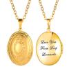 U7 Customized Locket Necklace That Holds Picture 18K Gold Oval Pattern Photo Lockets Pendant for Women view 1