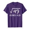 Square Root of 49 7th Birthday 7 Years Old Math Funny T-Shirt view 1