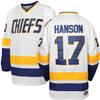 Phoneutrix Hanson Brothers Charlestown Chiefs 16 Jack 17 Steve 18 Jeff Slap Shot Movie Hockey Jersey Blue (17 White, X-Large) view 1